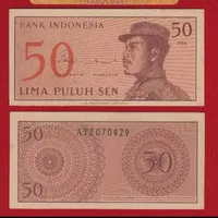 1 Lembar Uang Kuno 50 Sen Seri Sukarelawan Tahun 1964