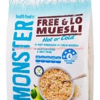 Monster Free & Lo Muesli Hot or Cold Cereal Sereal Bebas Gula 500gr