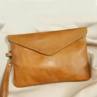 Vintage Envelope Leather Clutch - Diamond Leather