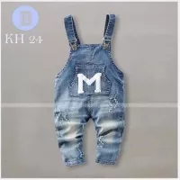 Celana Kodok Anak Laki-laki Motif M Jumpsuit Jeans Anak Cowo Branded - 11-12 tahun