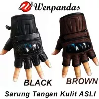Soft Touch Sarung Tangan Kulit Genuine Leather Gloves UNO Half Finger