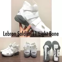 Sepatu Basket Nike Lebron Soldier 11 Light Bone White Grey Putih Abu