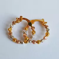 Anting Emas Asli Kadar 700 Round Ball Hoop Earrings Perhiasan Emas