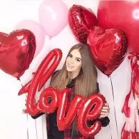 Balon Love Besar / balon Foil love sambung merah / balon cinta