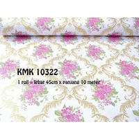 Wallpaper dinding uk 45cmx10m kode 10322 bunga pink batik gold