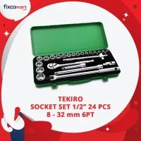 Tekiro Socket Set 1/2 Inch 24 Pcs 8-32 mm 6PT (Box Kaleng)