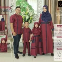 Couple baju muslim sarimbit keluarga SRGE01 Dewasa Merah Silmi Fashion