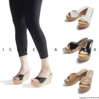 Sepatu Sandal Wanita Wedges Putih Hitam Coklat Isabel FARAH