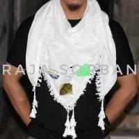 Sorban Arafat Putih Polos Rumbai - Keffiyeh - Semagh - Kashmiri Shawl