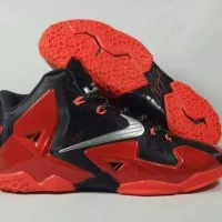 Sepatu Basket LeBron 11 Bred Black Red Hitam Merah
