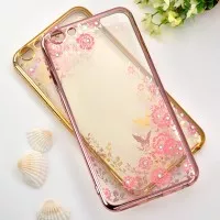 Case Vivo Y65 softcase back cover ultra thin casing bunga TPU FLOWER - Gold