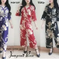Jumpsuit motif bunga ECL katun Jepang good quality didepan ada kancing