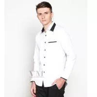 VM Kemeja formal Putih Slimfit Tangan Panjang Casual Long Shirt