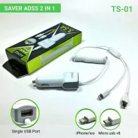 batok Saver Charger mobil Adss 2 in 1 TS-01(1 Usb + colokan Ip & BB)