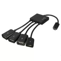 Micro USB OTG Hub 4in1 Data Cable Charger Adapter Kabel - Hitam