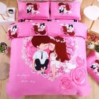 Bedcover Pink Couple Wedding