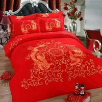 Bedcover Wedding Dragon Phoenix Traditional