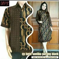 Sarimbit Couple Tunik Batik Santika Parang Black