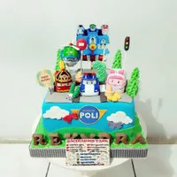 Kue ulang tahun robocar poli fondant cake