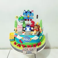 Kue ulang tahun robocar poli fondant cake