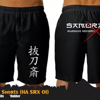 Celana Pendek Boxer Anime Samurai X Black Short Hitam (HA SRX 01)