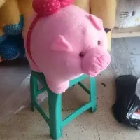 boneka babi pink pita uk jumbo