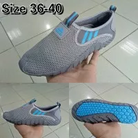 Sepatu sneakers casual slop adidas apparel slip on import abu biru - Abu Biru, 36