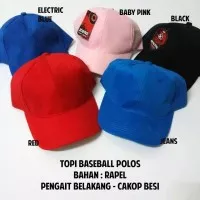 Topi Baseball Polos Unisex - Rapel & Pengait Cakop Besi