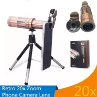 Pickogen Lensa Tele Zoom 20X Plus Clip Jepit & Mini Tripod