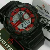 jam tangan digitec original pria digitec 3023 black list red