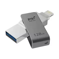 Pqi iConnect Lightning Apple & USB 3.0 Mini OTG Flashdisk - Grey [128