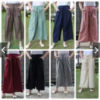 Celana Kulot Katun Rami Linen Polos / Celana Panjang Wanita