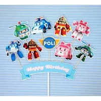 Robocar Poli Cake Topper set / hiasan kue Robo Car Poli 