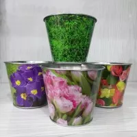 Vas Kaleng Motif Bunga - Vas Bunga Bahan Kaleng - Vas Bunga Mini