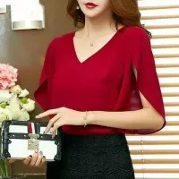 [Blouse Kaila red RO] blouse wanita twiscont merah