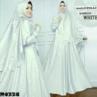 Baju Muslim Syari Gamis Balotelli Embos Mozza Syar`i Set Putih