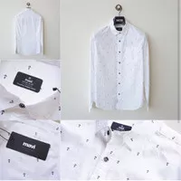 Mavi Fitted Long Sleeve Anchor Pattern White Shirt Size M-XL