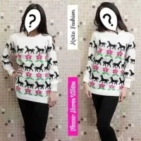 FLOWER HORSE WHITE KNIT TOP