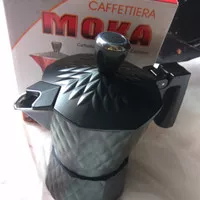 MOKA POT HITAM MOTIF LANDAK 3 CUPS/ TEKO KOPI/ ESPRESSO COFFEE MAKER