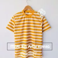 Kaos salur belang Stripe Big Kuning Putih cotton combed 30s