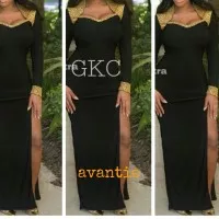Avantie Slit Black Dress Payet Premium Baju Pesta Mewah