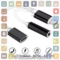 Adapter 2 in 1 USB Type C to AUX 3.5mm Headphone   USB T`RNMF93- Black