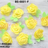 BS-0001-F Bunga mawar rose daun artificial spons spon gabus kuning