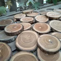 Wood slice tatakan kayu jati diameter 8 cm / potongan kayu jati