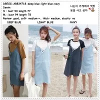 Overall Jumpsuit Mini Dress Denim Jeans Wanita Korea Import AB834718