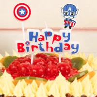 lilin kue ulang tahun karakter 1 set kapten amerika captain america