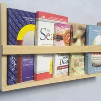 Rak Kayu Buku Majalah Koran Dinding Wall Shelves 50cm Jati Belanda