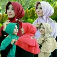 Khimar Simpel Pet 2 Layer Tali Hijab Aisyah Kerudung Jilbab Rubiah Oke