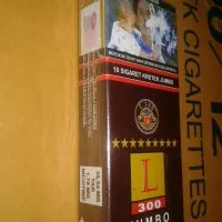 rokok cigaret kretek jumbo l300 resmi pita cukai 1 slop isi 10 bungkus