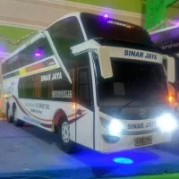 Miniatur bus bis Sinar jaya double decker + Lampu